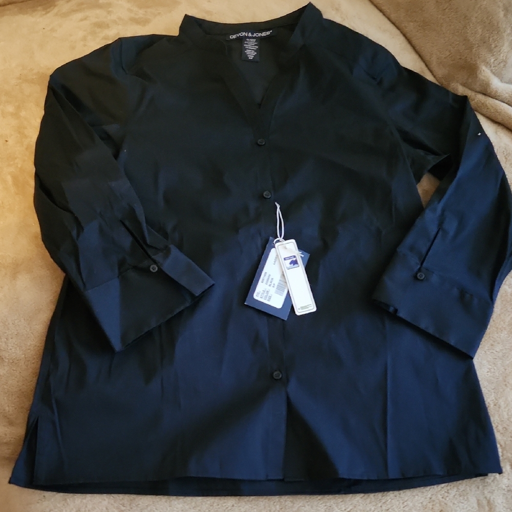 Devon & Jones Black Button-Up Shirt Sz Sm